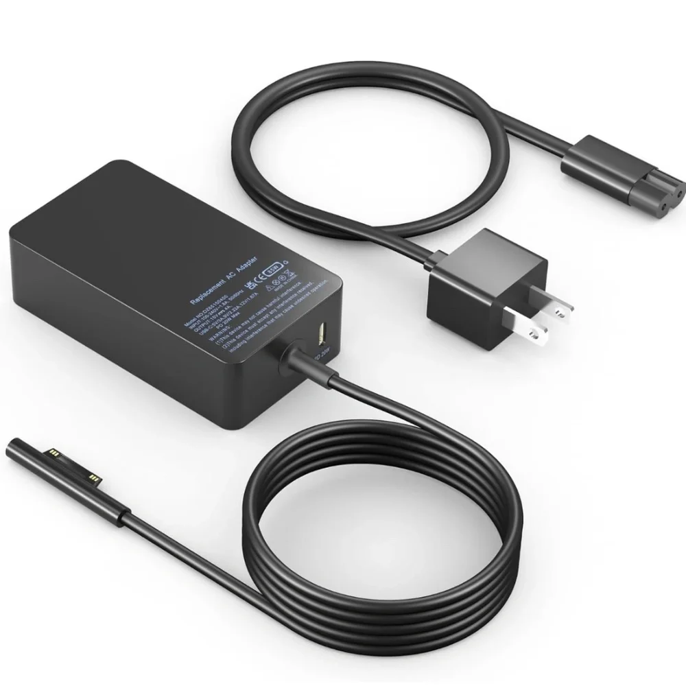 Two (2) Surface Pro Chargers 65W 15V 4A Power Supply AC Adapter - Microsoft